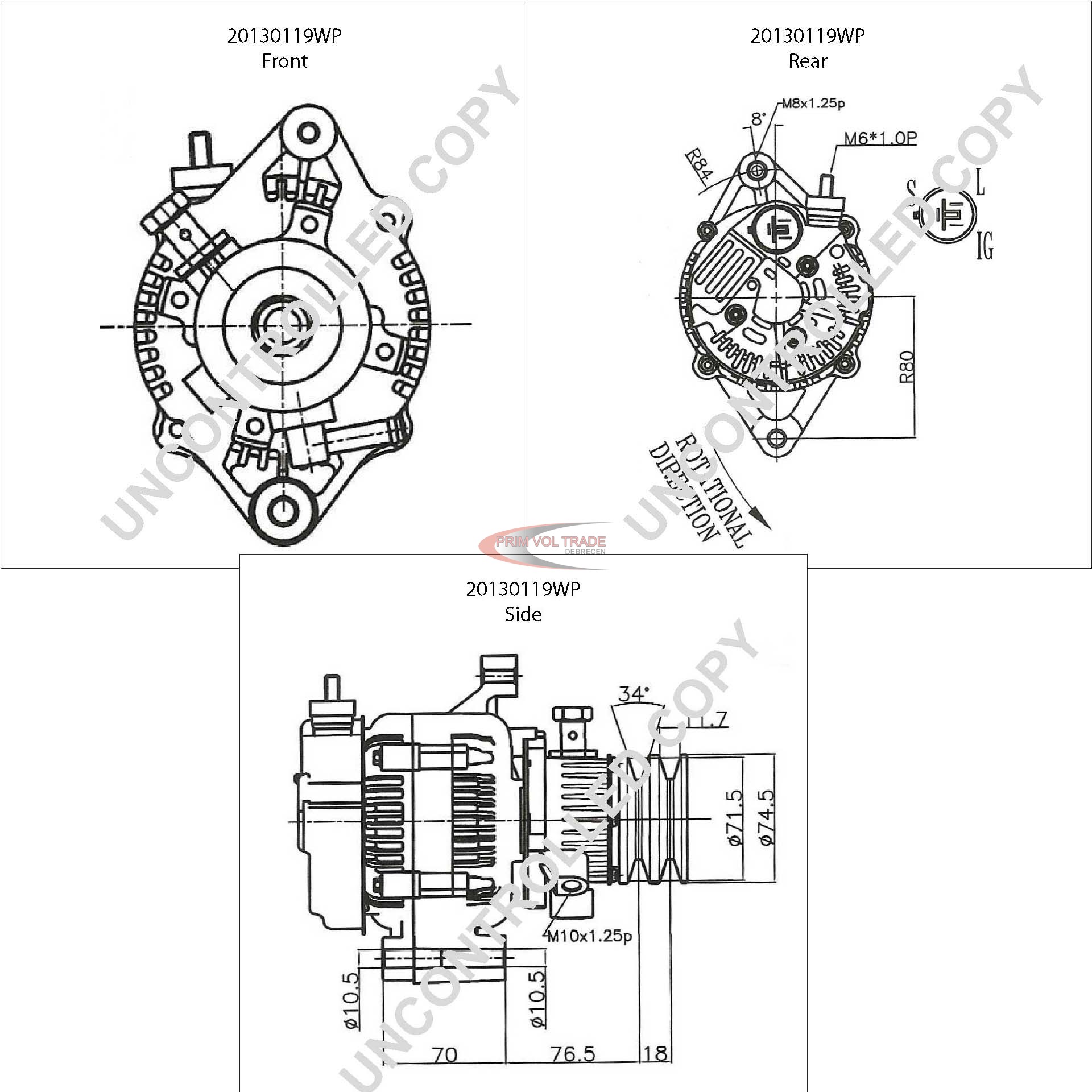 Generátor+ V/PUMP 12V 70A