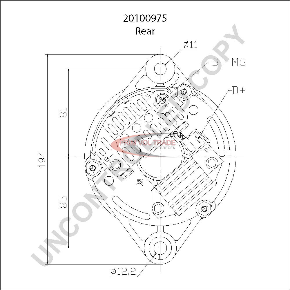 Generátor 12V 55A Marelli hely.