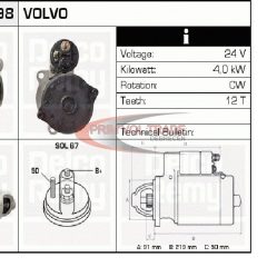 Indítómotor VOLVO 24V 4KW Z=12